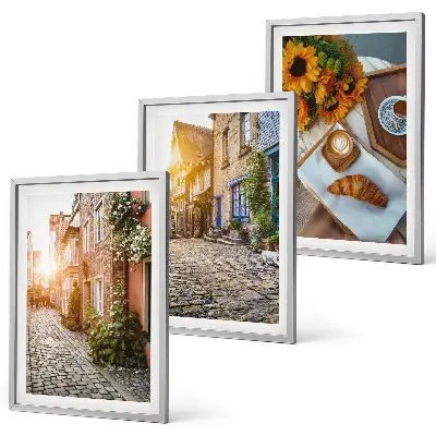 Wanddecoratieset schilderijen straatkoffie met zonnebloemen