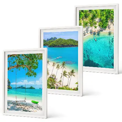 Wanddecoratie set schilderijen Stranden, palmbomen, helder water
