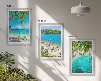 Wanddecoratieset schilderijen met stranden, palmbomen en helder water
