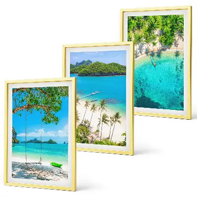 Wanddecoratieset schilderijen met stranden, palmbomen en helder water