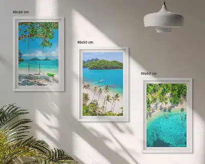 Wanddecoratieset schilderijen met stranden, palmbomen en helder water