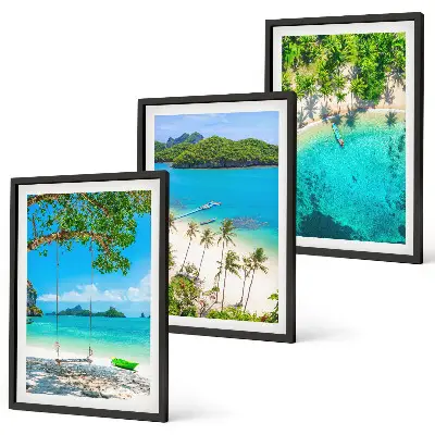 Wanddecoratieset schilderijen met stranden, palmbomen en helder water