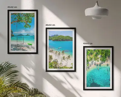 Wanddecoratieset schilderijen met stranden, palmbomen en helder water