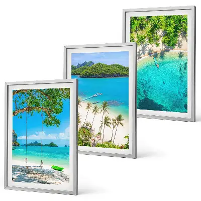 Wanddecoratieset schilderijen met stranden, palmbomen en helder water