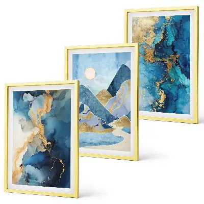 Fotowand met abstracte patronen van blauwe bergen