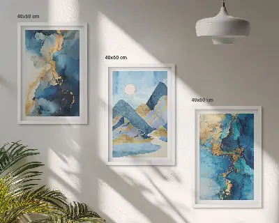 Fotowand met abstracte patronen van blauwe bergen