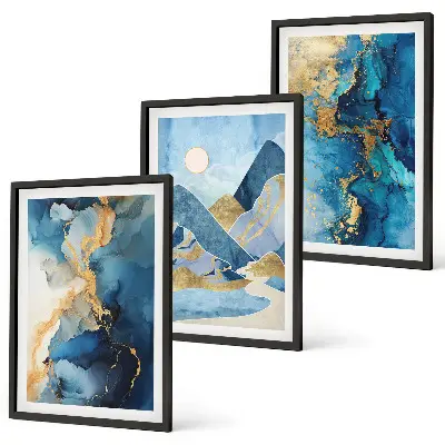 Fotowand met abstracte patronen van blauwe bergen