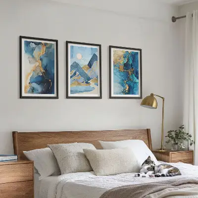 Fotowand met abstracte patronen van blauwe bergen