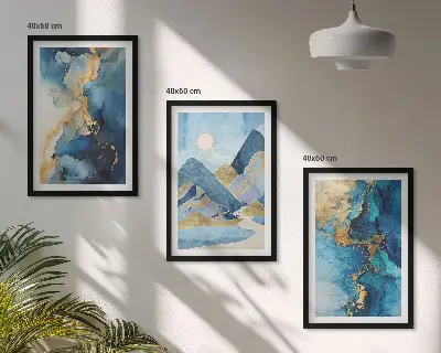 Fotowand met abstracte patronen van blauwe bergen