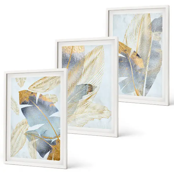 Fotowand met lichtblauw-beige bladeren