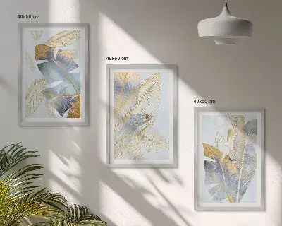 Fotowand met lichtblauw-beige bladeren