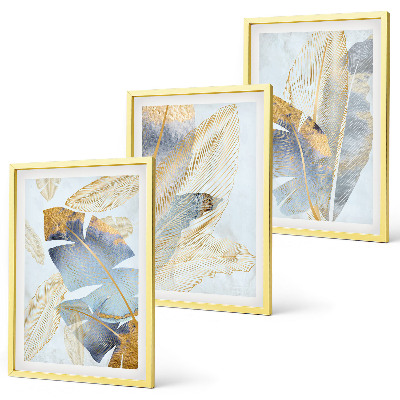 Fotowand Lichtblauw-beige bladeren