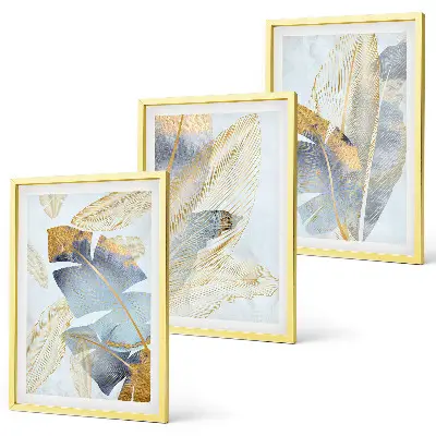 Fotowand met lichtblauw-beige bladeren