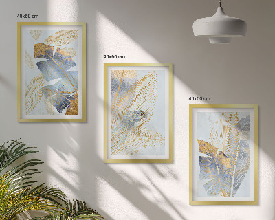Fotowand Lichtblauw-beige bladeren