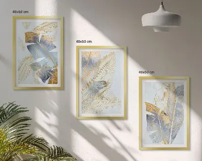Fotowand met lichtblauw-beige bladeren