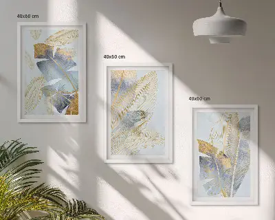 Fotowand met lichtblauw-beige bladeren
