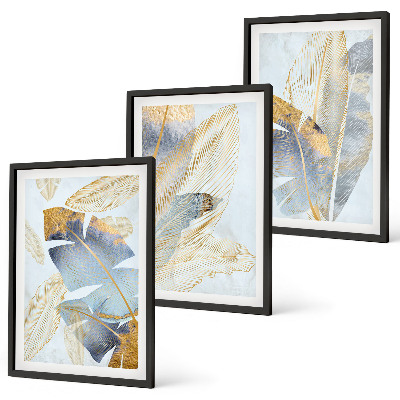 Fotowand Lichtblauw-beige bladeren
