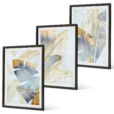Fotowand met lichtblauw-beige bladeren