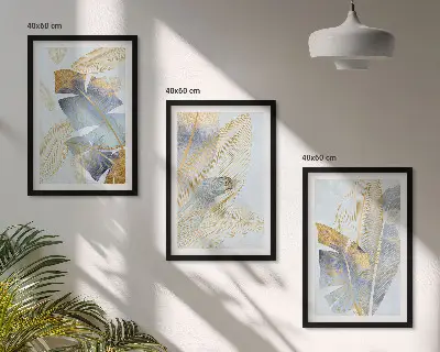 Fotowand met lichtblauw-beige bladeren