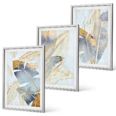 Fotowand Lichtblauw-beige bladeren