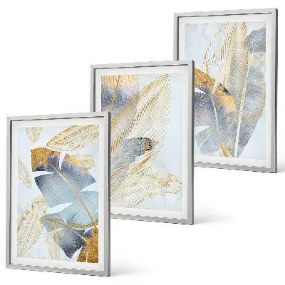 Fotowand met lichtblauw-beige bladeren