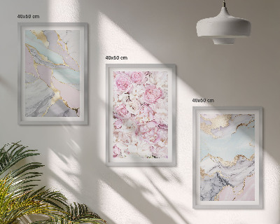 Fotowand Roze bloemen marmer pastel