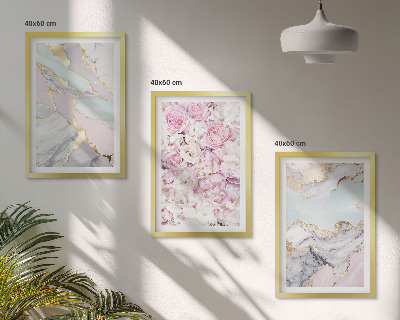 Fotowand Roze bloemen marmer pastel