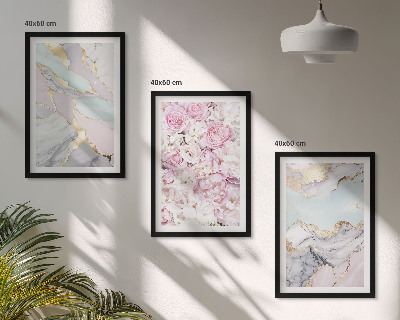 Fotowand Roze bloemen marmer pastel