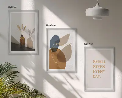 Set schilderijen met abstracte vormen wanddecoratie