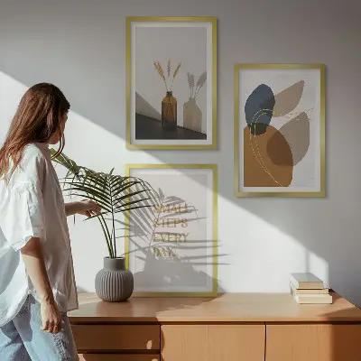 Set schilderijen met abstracte vormen wanddecoratie