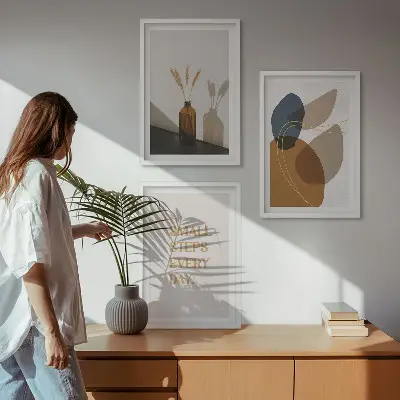 Set schilderijen met abstracte vormen wanddecoratie