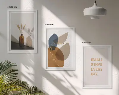Set schilderijen met abstracte vormen wanddecoratie