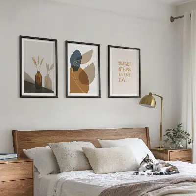 Set schilderijen met abstracte vormen wanddecoratie