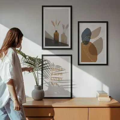 Set schilderijen met abstracte vormen wanddecoratie