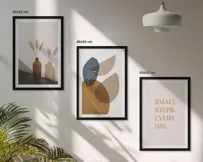 Set schilderijen met abstracte vormen wanddecoratie