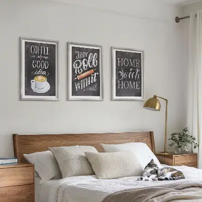 Wanddecoratieset van schilderijen met koffiethema voor een warme uitstraling in huis