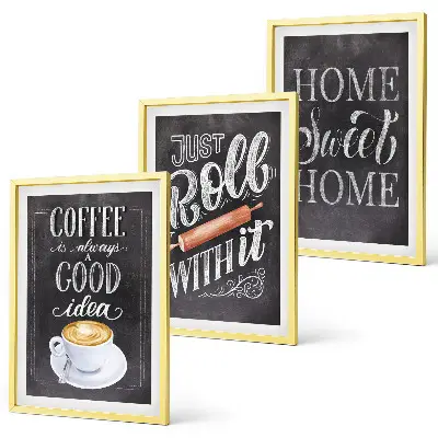 Wanddecoratieset van schilderijen met koffiethema voor een warme uitstraling in huis