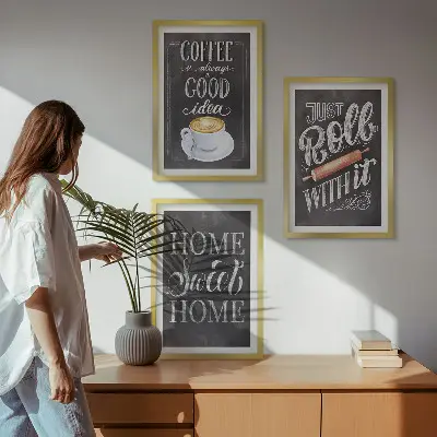 Wanddecoratieset van schilderijen met koffiethema voor een warme uitstraling in huis