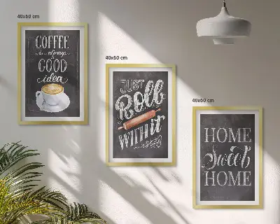 Wanddecoratieset van schilderijen met koffiethema voor een warme uitstraling in huis