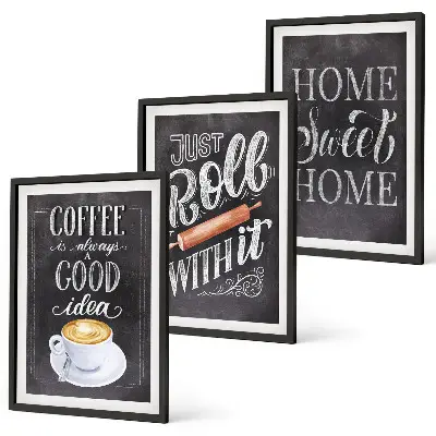 Wanddecoratieset van schilderijen met koffiethema voor een warme uitstraling in huis