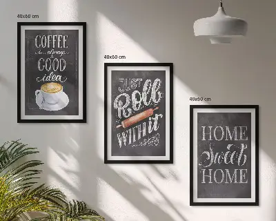 Wanddecoratieset van schilderijen met koffiethema voor een warme uitstraling in huis