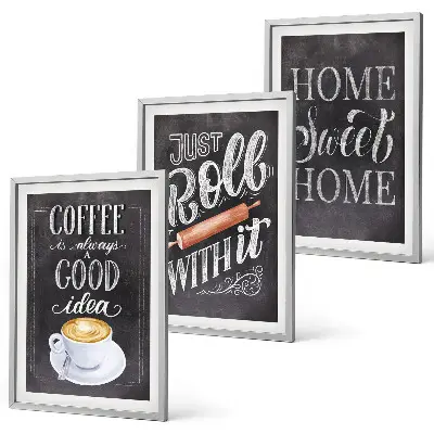 Wanddecoratieset van schilderijen met koffiethema voor een warme uitstraling in huis