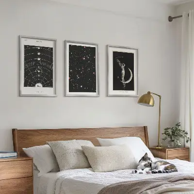 Wanddecoratie set schilderijen Nachtfiguur van het zonnestelsel