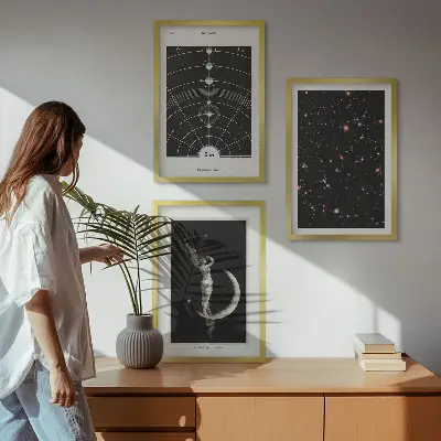 Wanddecoratie set schilderijen Nachtfiguur van het zonnestelsel