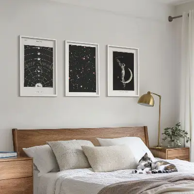 Wanddecoratie set schilderijen Nachtfiguur van het zonnestelsel