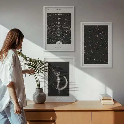 Wanddecoratie set schilderijen Nachtfiguur van het zonnestelsel
