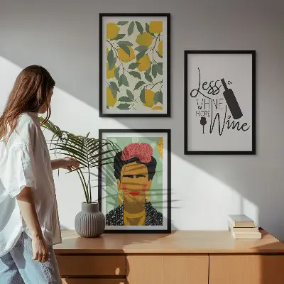 Fotowand portret van Frida met citroenen