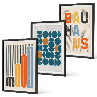 Wanddecoratie set schilderijen Bauhaus geometrische patronen