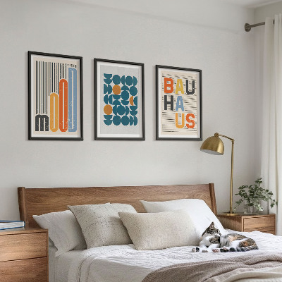 Wanddecoratie set schilderijen Bauhaus geometrische patronen