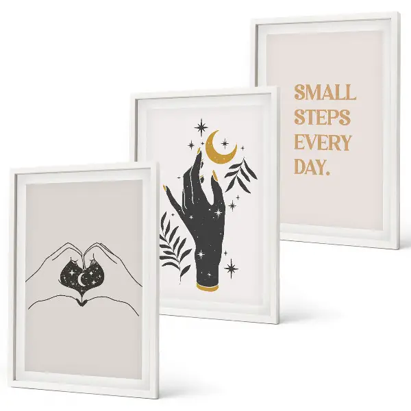 Fotowand met minimalistische boho-illustraties